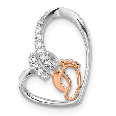 Sterling silver cubic zirconia footprint pendant
