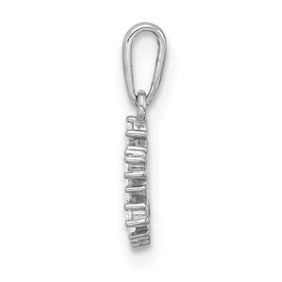 Sterling Silver Rhodium-plated Polished CZ Snowflake Pendant, 13.35 x 7.5mm