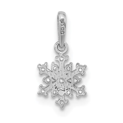 Sterling Silver Rhodium-plated Polished CZ Snowflake Pendant, 13.35 x 7.5mm