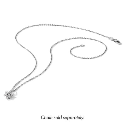 Sterling Silver Rhodium-plated Polished CZ Snowflake Pendant, 13.35 x 7.5mm