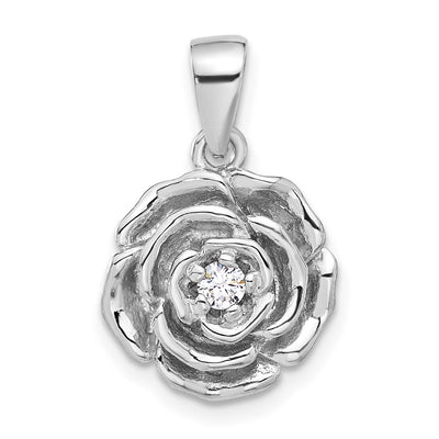 Sterling silver cubic zirconia flower pendant
