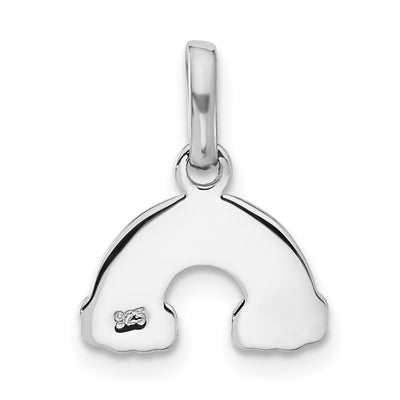 Sterling Silver Rhodium-plated Enameled Glitter Rainbow Pendant