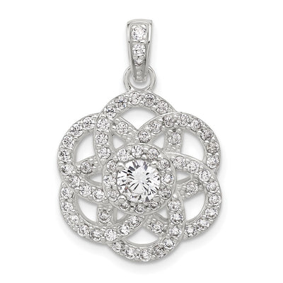Sterling silver cubic zirconia flower pendant