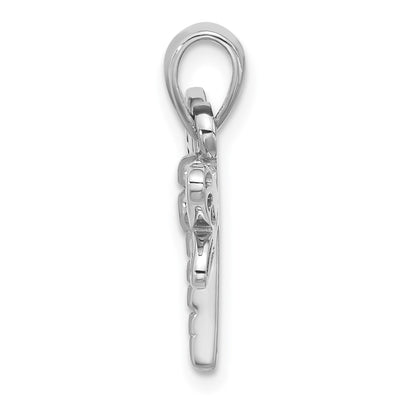 Sterling Silver Rhodium-plated Polished Abalone Dragonfly Pendant, 20.1 x 21.1mm