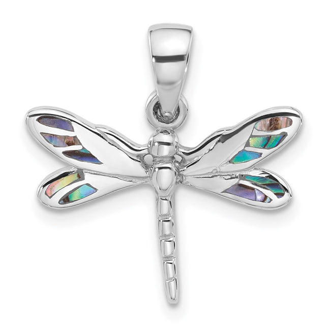 Sterling silver abalone dragonfly pendant