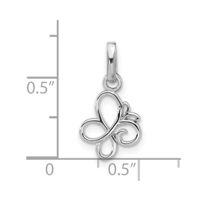 Sterling Silver Rhodium-plated Butterfly Pendant, 16 x 9.7mm