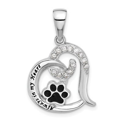 Sterling silver cubic zirconia heart pendant