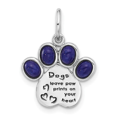 Sterling silver lapis paw pendant