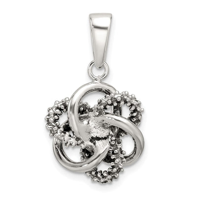 Sterling Silver Antiqued and Polished Love Knot Pendant