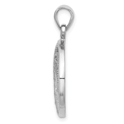 Sterling Silver Rhodium-Plated Textured and Polished Palm Tree Pendant