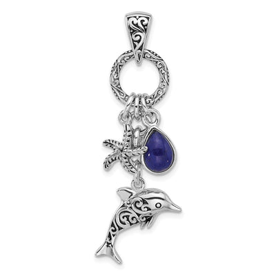 Sterling silver lapis starfish pendant