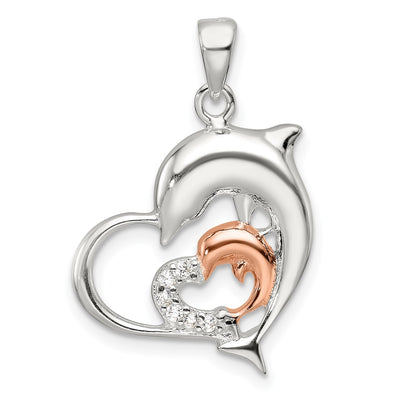Sterling silver cubic zirconia heart pendant