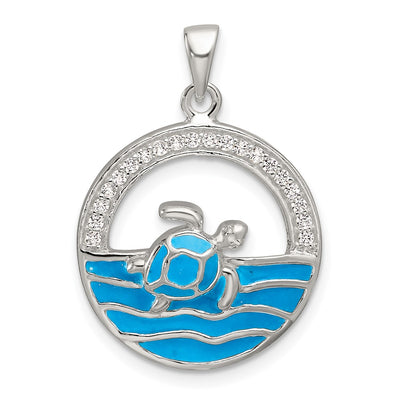 Sterling silver cubic zirconia circle pendant