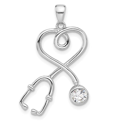 Sterling silver cubic zirconia heart pendant