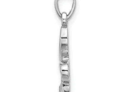 Sterling Silver Rhodium-plated CZ Treble Clef Pendant (Style QC11383)