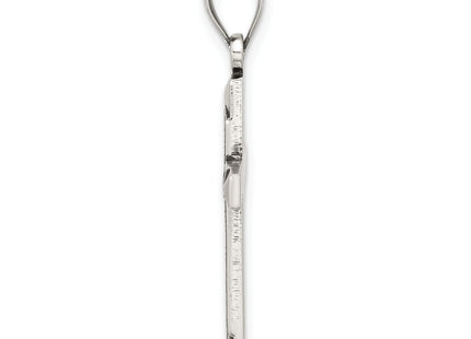 Sterling Silver Antiqued Solid Textured Cross Pendant