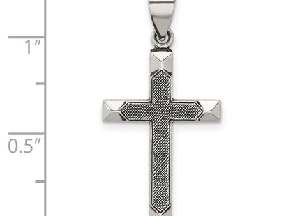 Sterling Silver Antiqued Solid Textured Cross Pendant
