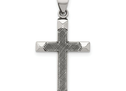 Sterling Silver Antiqued Solid Textured Cross Pendant