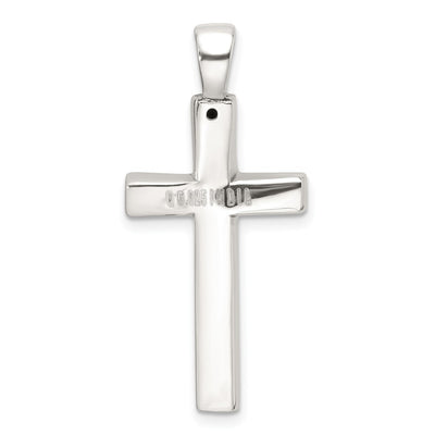 Sterling Silver Polished and Antiqued Greek Key Latin Cross Pendant