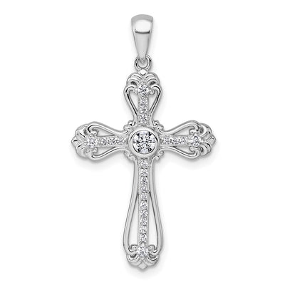 Sterling silver cubic zirconia cross pendant