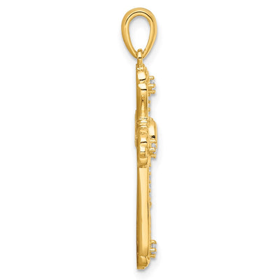 Sterling Silver Gold-plated CZ Cross Pendant, 35.7 x 20mm