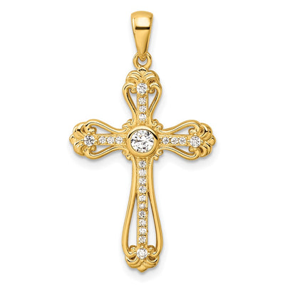 Sterling silver cubic zirconia cross pendant