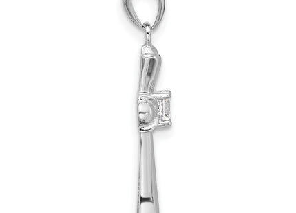 Sterling silver cubic zirconia cross pendant, alternate view