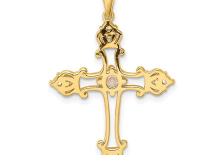 Sterling Silver Gold-plated CZ Cross Pendant (Style QC11419)