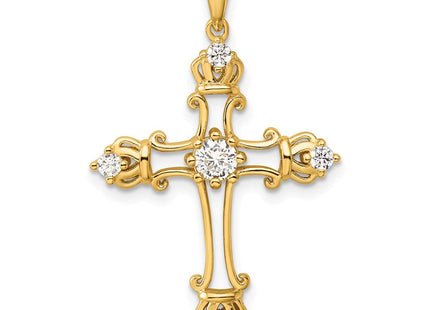 Sterling Silver Gold-plated CZ Cross Pendant (Style QC11419)