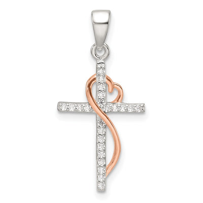 Sterling silver cubic zirconia cross pendant