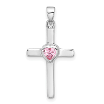 Sterling silver cubic zirconia cross pendant