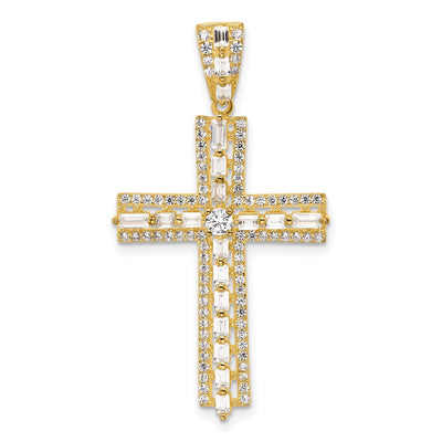Sterling silver cubic zirconia cross pendant