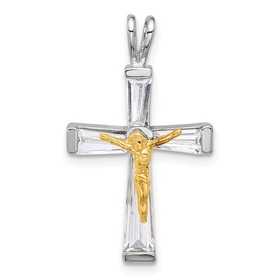 Sterling silver cubic zirconia crucifix pendant