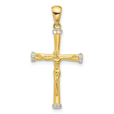 Sterling silver cubic zirconia crucifix pendant
