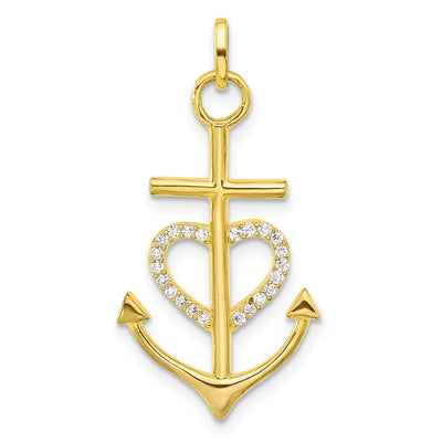 Sterling silver cubic zirconia anchor pendant