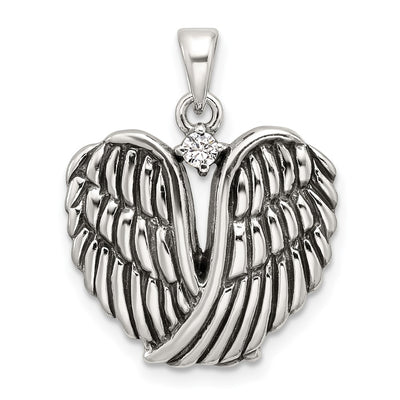 Sterling silver cubic zirconia heart pendant