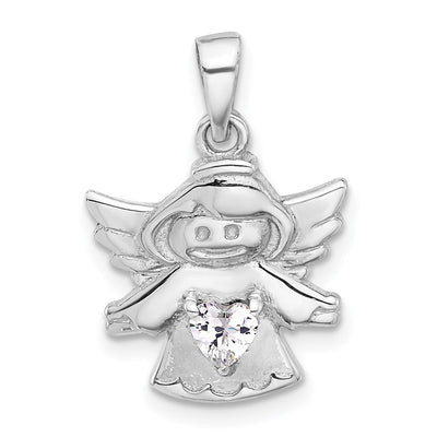 Sterling silver cubic zirconia heart pendant