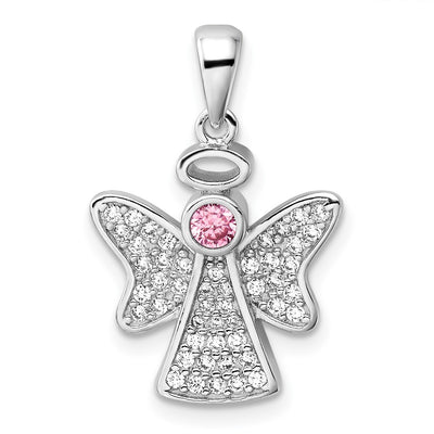 Sterling silver cubic zirconia angel pendant