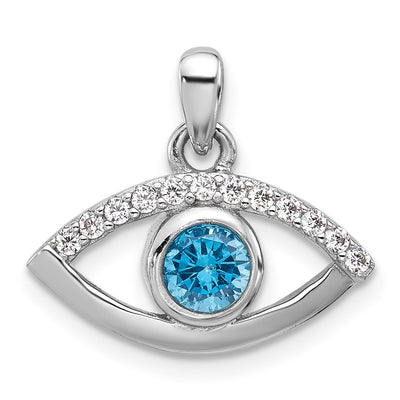 Sterling silver cubic zirconia evil eye pendant