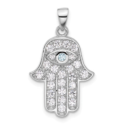 Sterling silver cubic zirconia hamsa pendant
