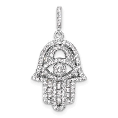 Sterling silver cubic zirconia evil eye pendant