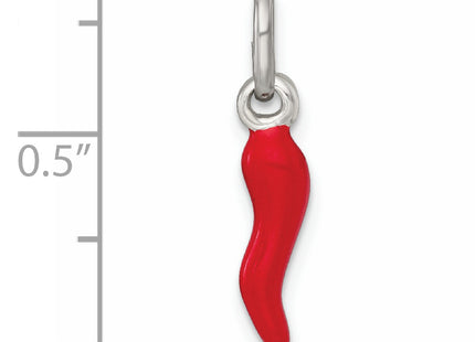 Sterling Silver Red Enamel Italian Horn Pendant