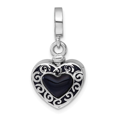 Sterling silver onyx heart pendant