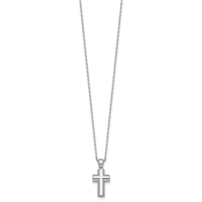Sterling Silver Rhodium-plated Polished Cross Ash Holder Necklace