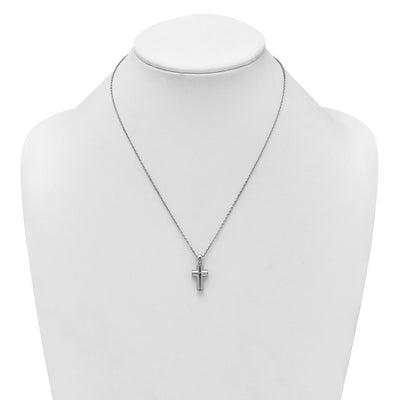 Sterling Silver Rhodium-plated Polished Cross Ash Holder Necklace