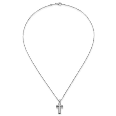 Sterling Silver Rhodium-plated Polished Cross Ash Holder Necklace