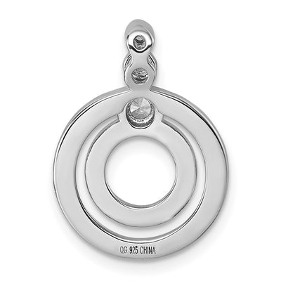 Sterling Silver Rhodium-plated CZ with Black and Red Enameled Circles Pendant