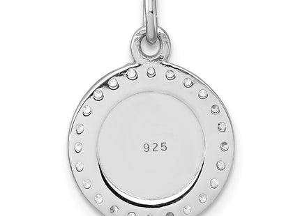 Sterling silver cubic zirconia circle pendant, another view