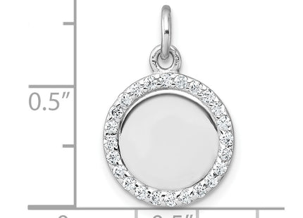 Sterling silver cubic zirconia circle pendant, further view