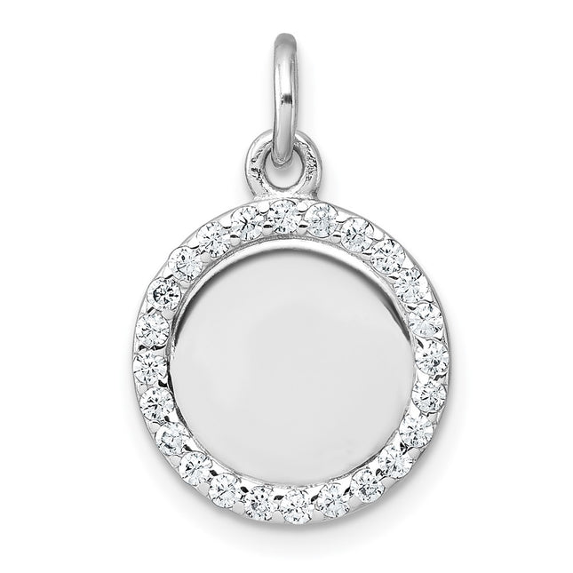 Sterling silver cubic zirconia circle pendant